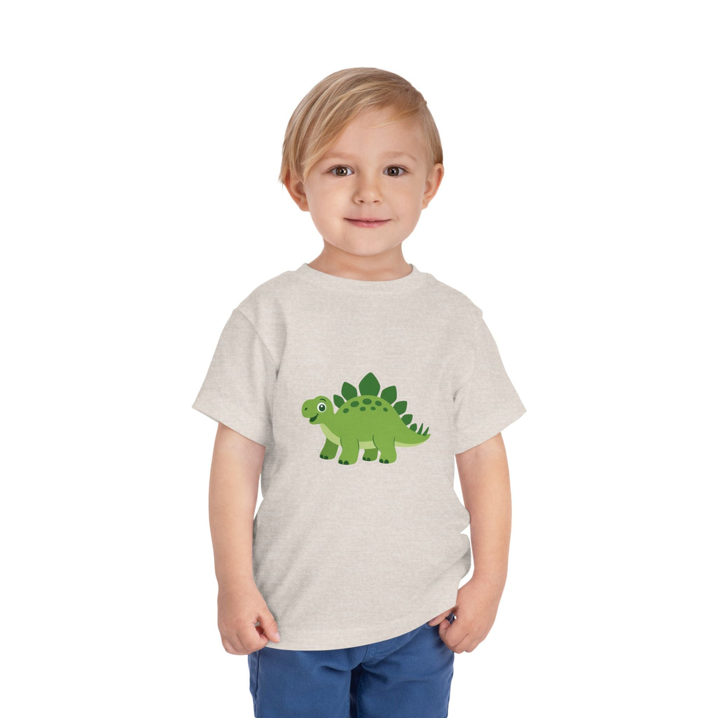 Cute Green Stegosaurus Toddler Tee – Dinosaur Short Sleeve Shirt for Kids - Front Patch Kids Co.