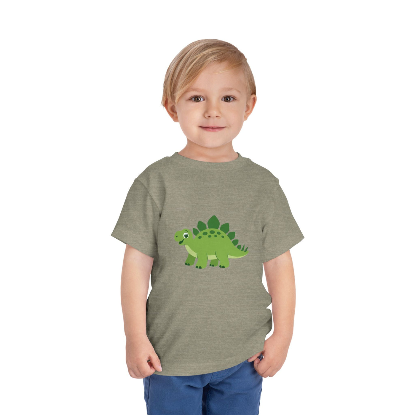 Cute Green Stegosaurus Toddler Tee – Dinosaur Short Sleeve Shirt for Kids - Front Patch Kids Co.