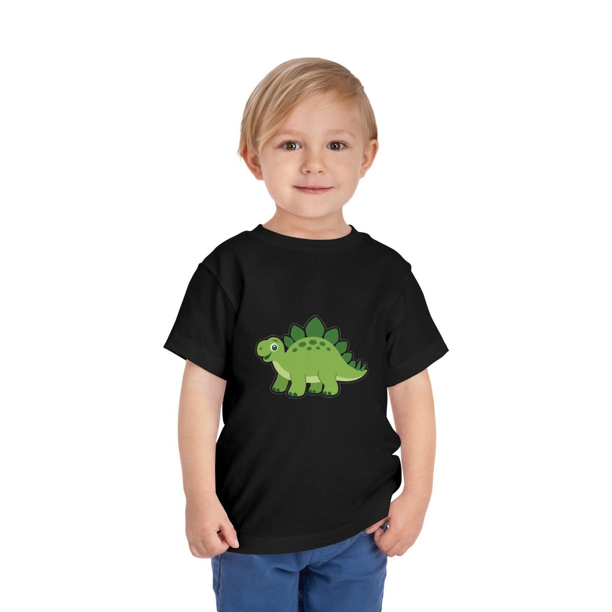 Cute Green Stegosaurus Toddler Tee – Dinosaur Short Sleeve Shirt for Kids - Front Patch Kids Co.