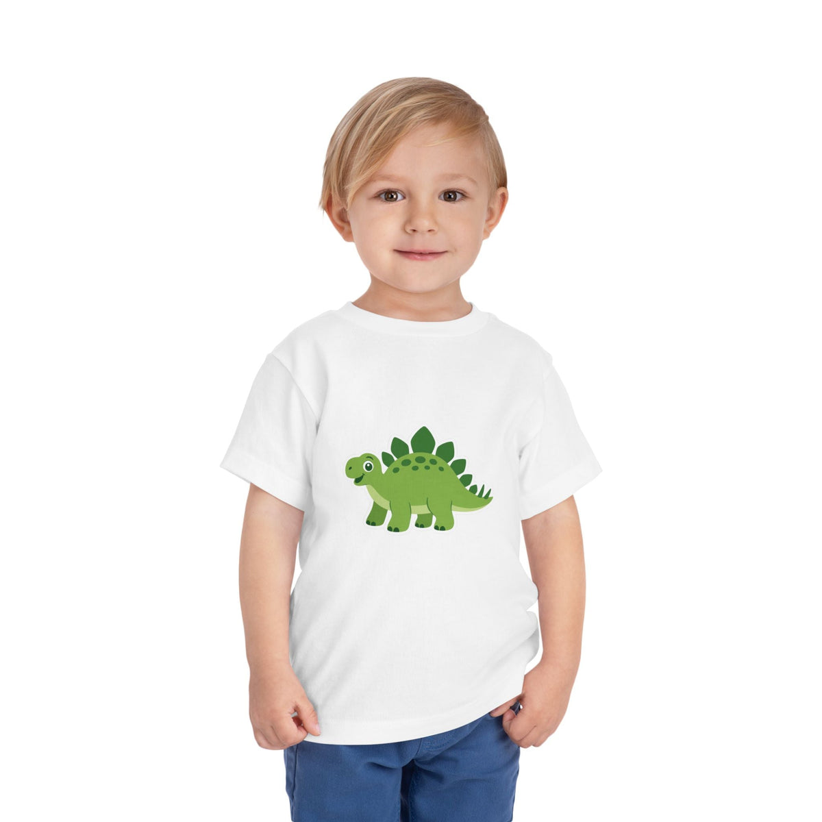 Cute Green Stegosaurus Toddler Tee – Dinosaur Short Sleeve Shirt for Kids - Front Patch Kids Co.