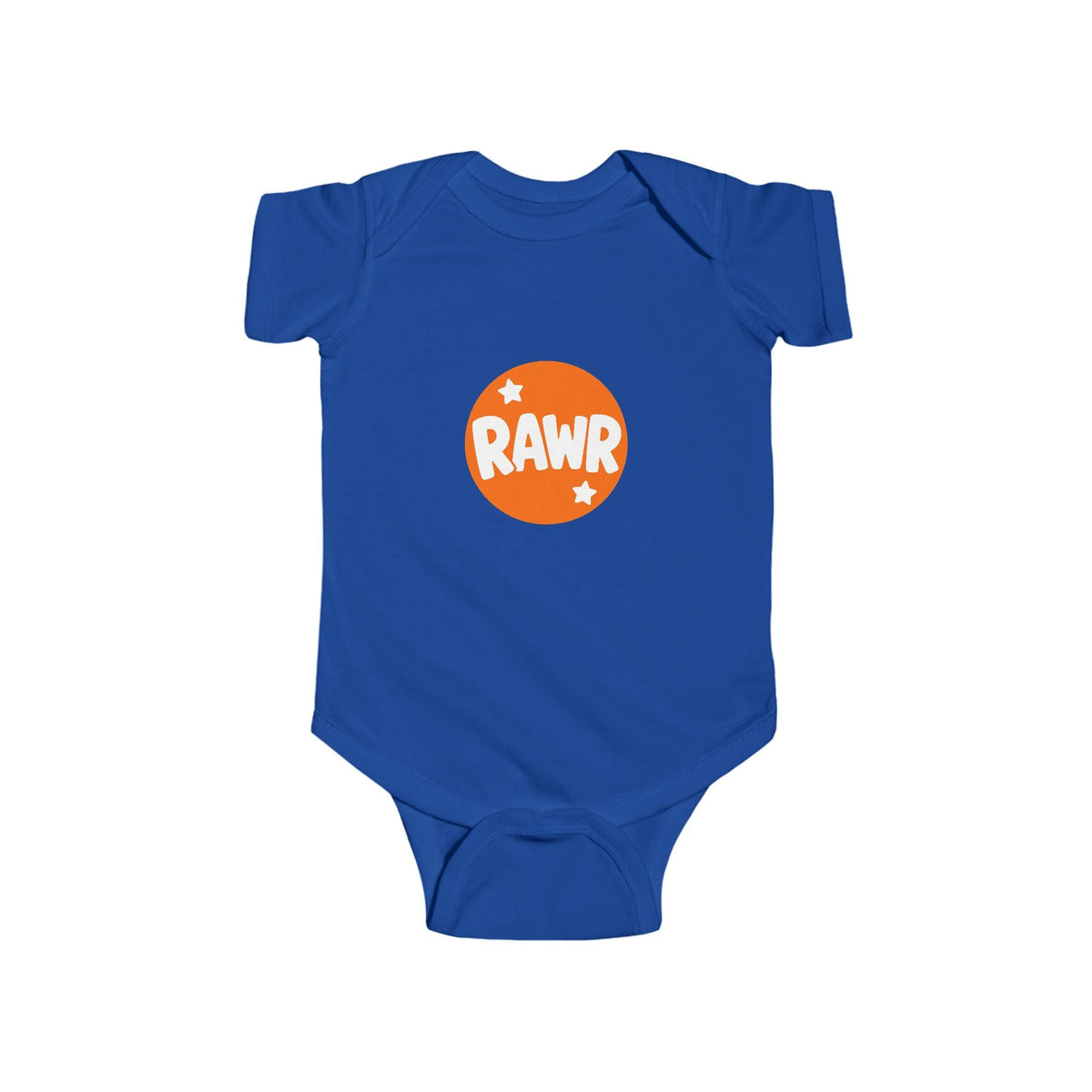 Infant Bodysuit — "RAWR" Orange Circle Baby Onesie, Cute Dinosaur/Nursery Gift - Front Patch Kids Co.