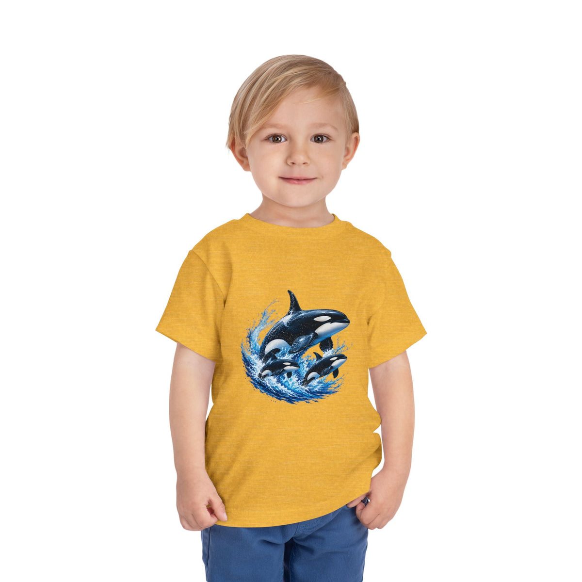 Orca Pod Toddler Tee — Playful Killer Whale Ocean Shirt - Front Patch Kids Co.