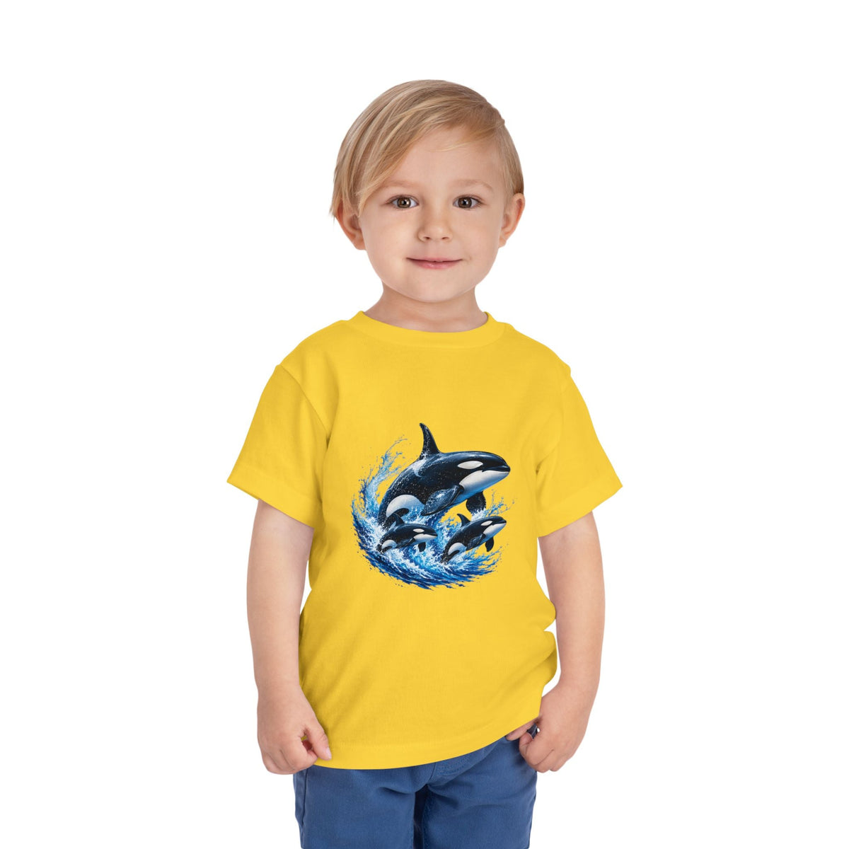 Orca Pod Toddler Tee — Playful Killer Whale Ocean Shirt - Front Patch Kids Co.