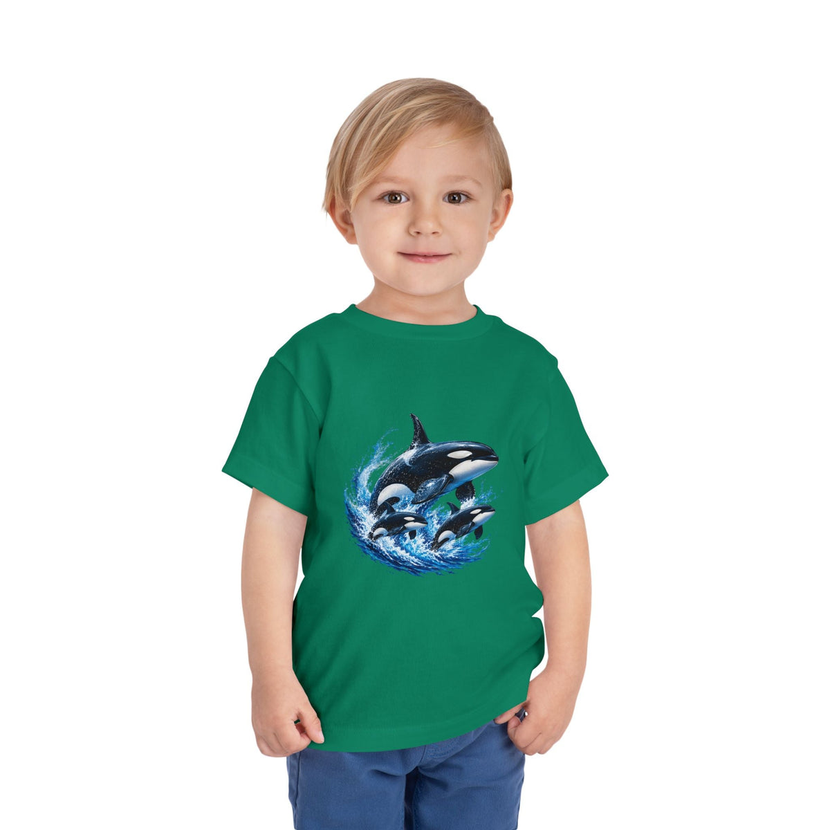 Orca Pod Toddler Tee — Playful Killer Whale Ocean Shirt - Front Patch Kids Co.