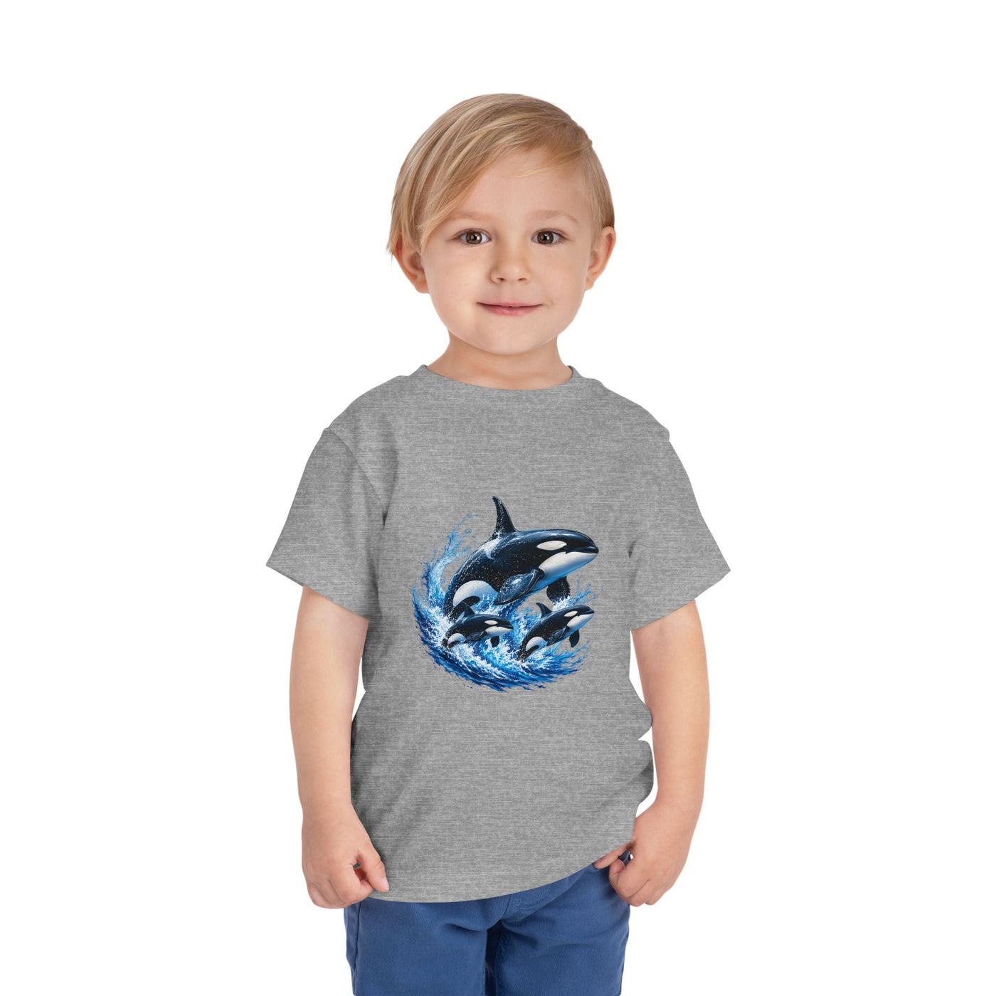 Orca Pod Toddler Tee — Playful Killer Whale Ocean Shirt - Front Patch Kids Co.