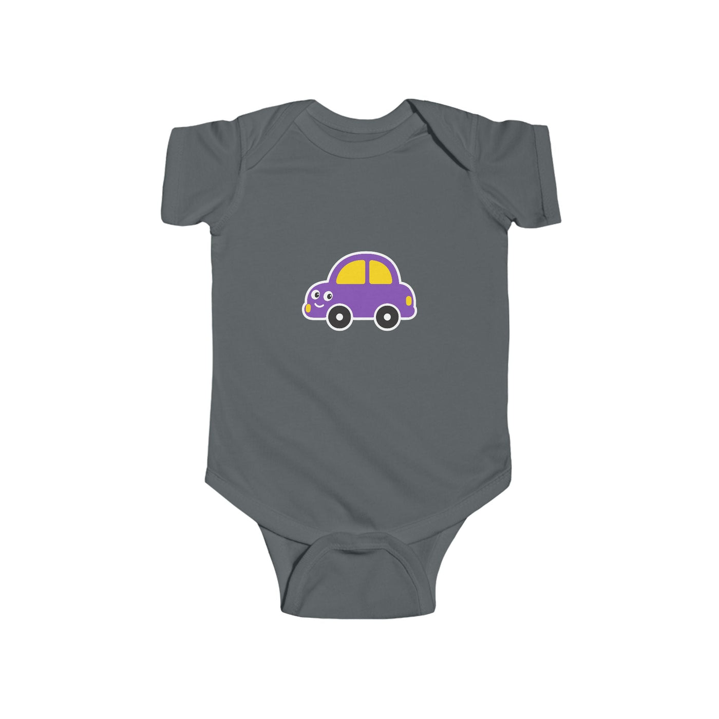 Purple Cartoon Car Baby Bodysuit - Cute Infant Onesie for Newborns & Baby Shower Gifts - Front Patch Kids Co.