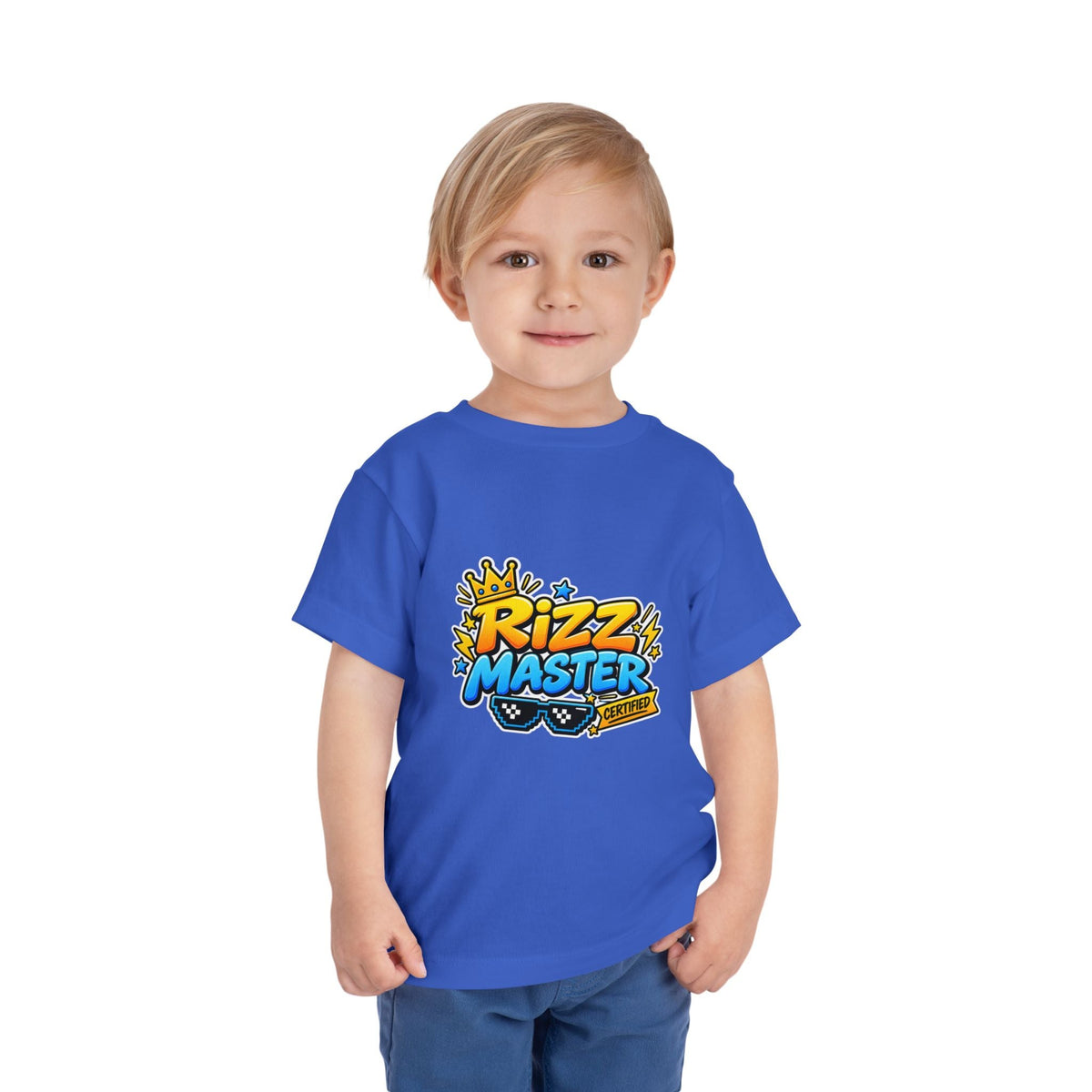 Rizz Master Toddler Tee — Cute Crown & Sunglasses Graphic Shirt - Front Patch Kids Co.