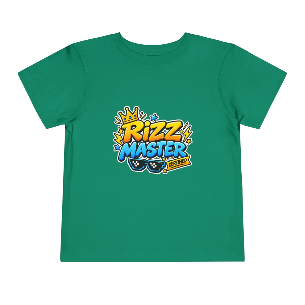 Rizz Master Toddler Tee — Cute Crown & Sunglasses Graphic Shirt - Front Patch Kids Co.
