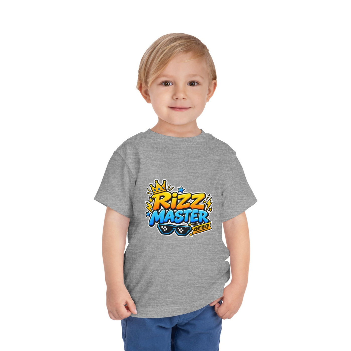 Rizz Master Toddler Tee — Cute Crown & Sunglasses Graphic Shirt - Front Patch Kids Co.