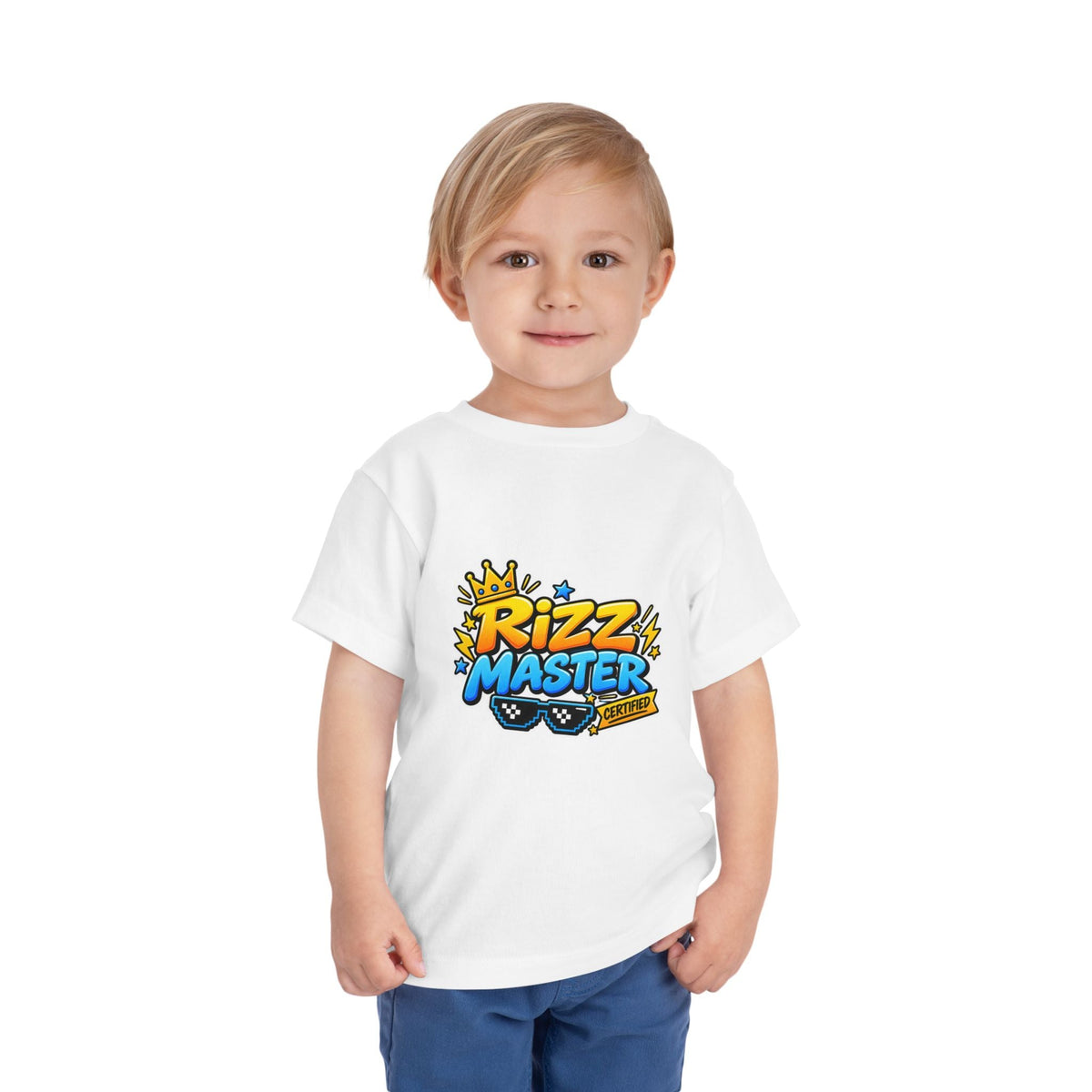 Rizz Master Toddler Tee — Cute Crown & Sunglasses Graphic Shirt - Front Patch Kids Co.