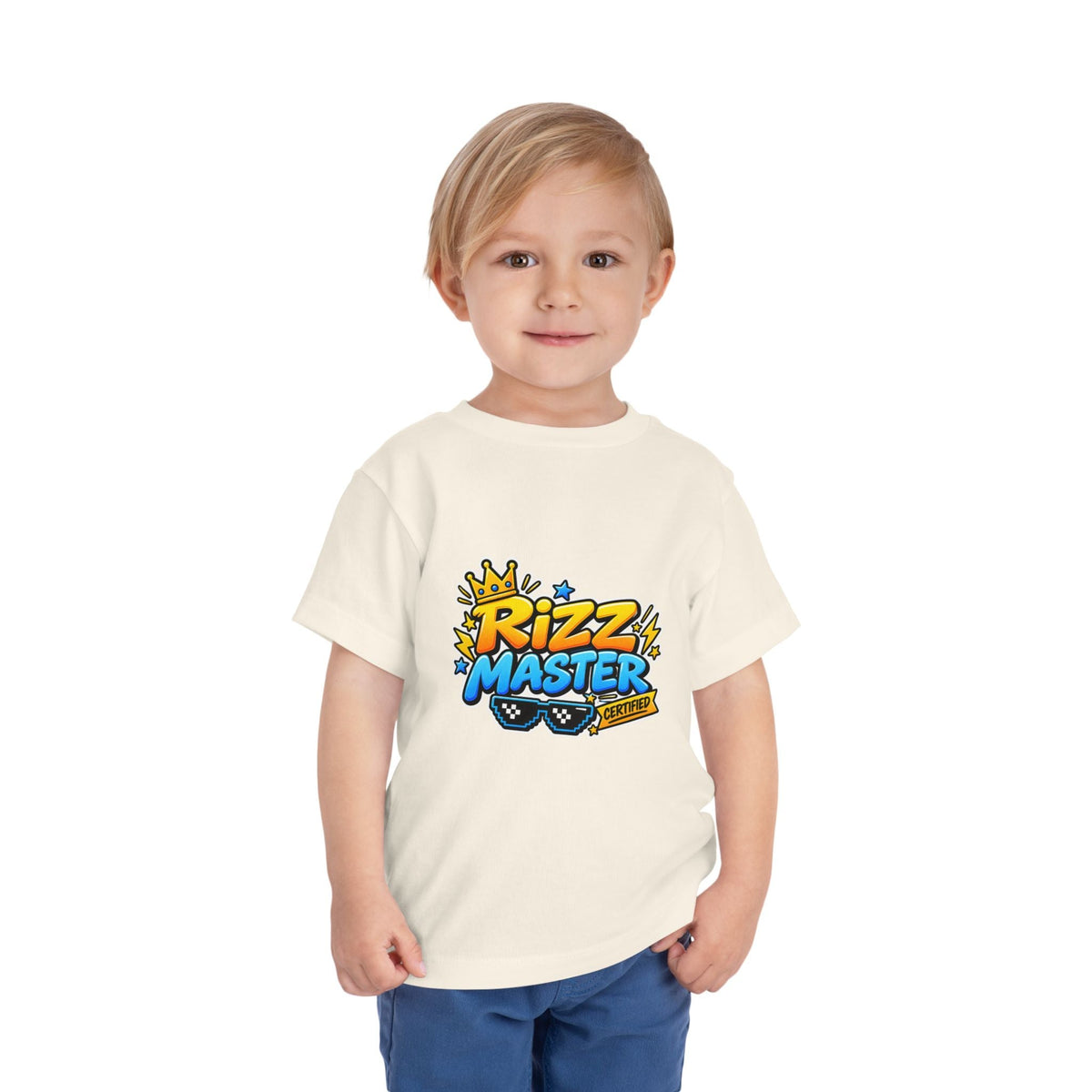 Rizz Master Toddler Tee — Cute Crown & Sunglasses Graphic Shirt - Front Patch Kids Co.