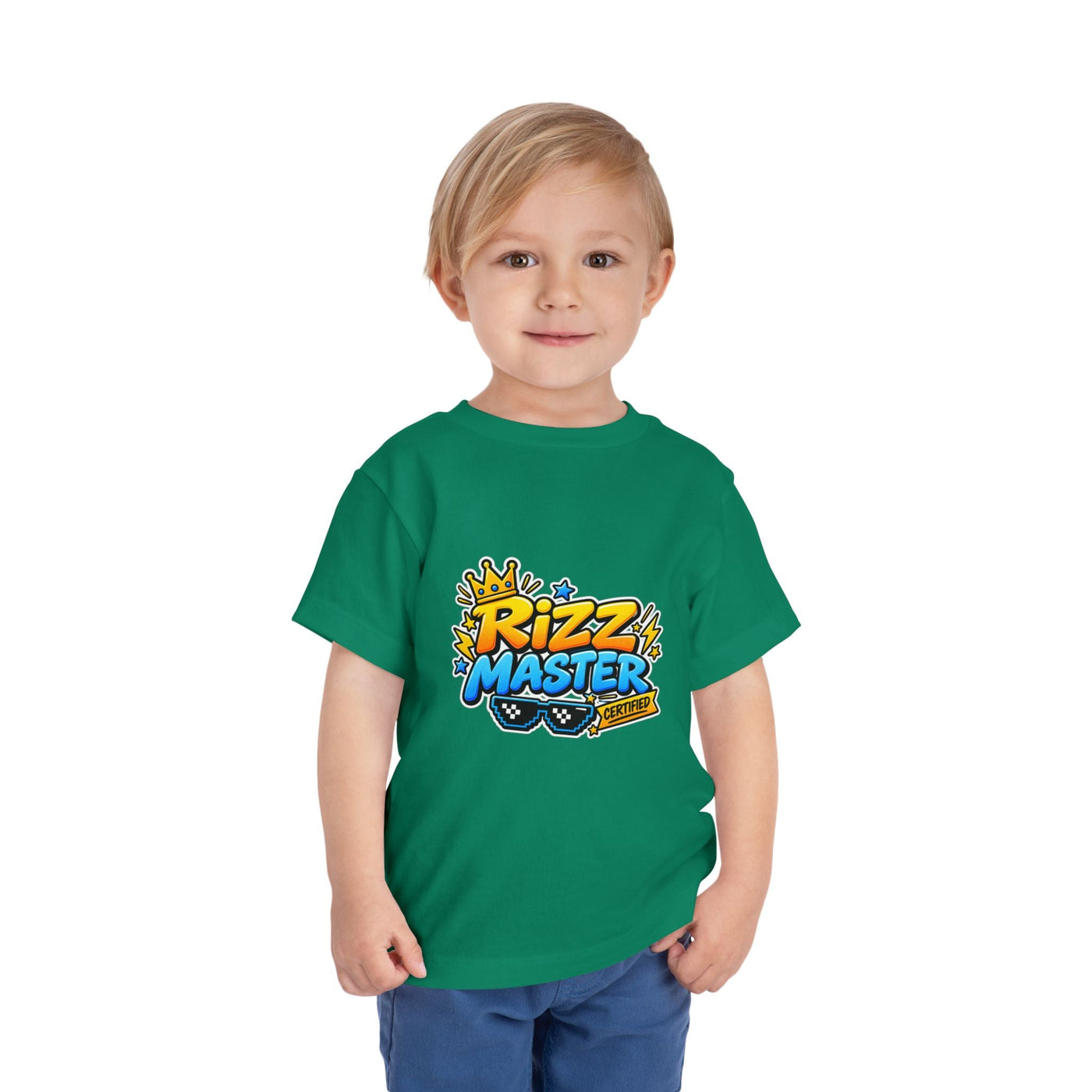Rizz Master Toddler Tee — Cute Crown & Sunglasses Graphic Shirt - Front Patch Kids Co.