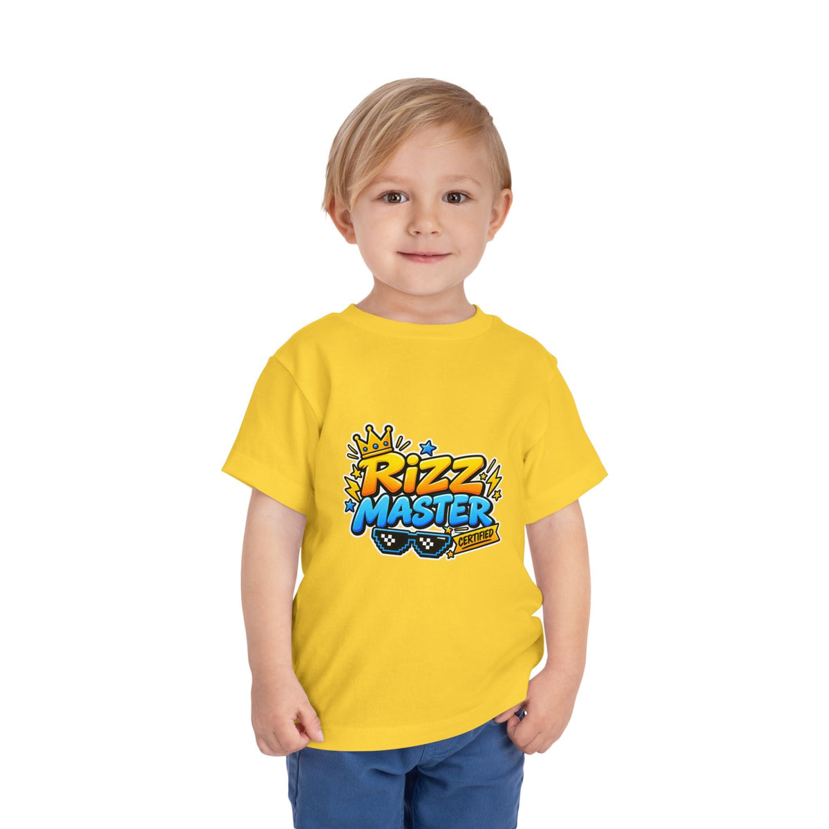 Rizz Master Toddler Tee — Cute Crown & Sunglasses Graphic Shirt - Front Patch Kids Co.