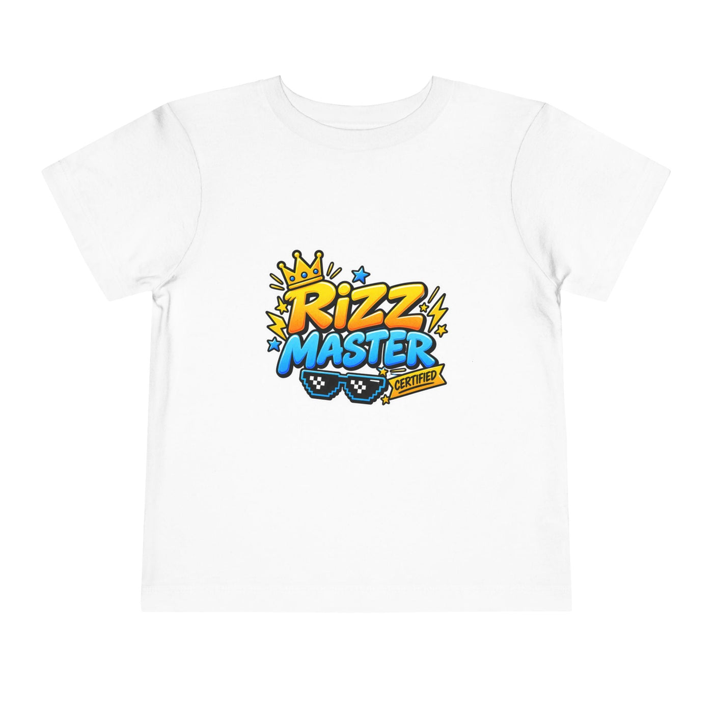 Rizz Master Toddler Tee — Cute Crown & Sunglasses Graphic Shirt - Front Patch Kids Co.