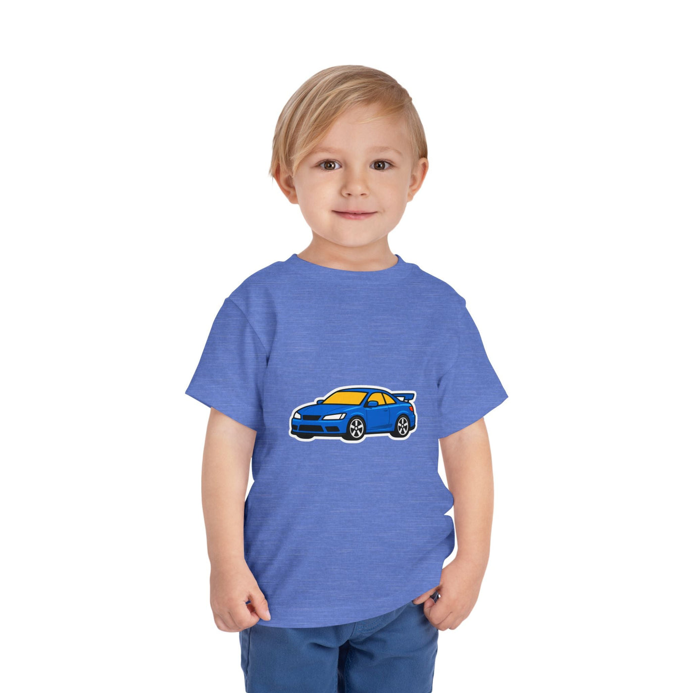Toddler Car Tee — Blue Race Car Graphic Shirt for Kids - Front Patch Kids Co.