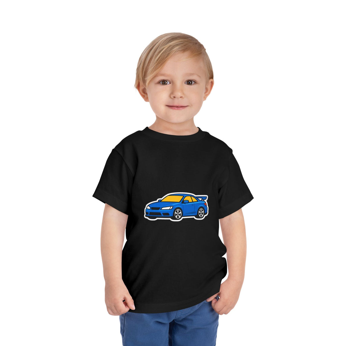 Toddler Car Tee — Blue Race Car Graphic Shirt for Kids - Front Patch Kids Co.