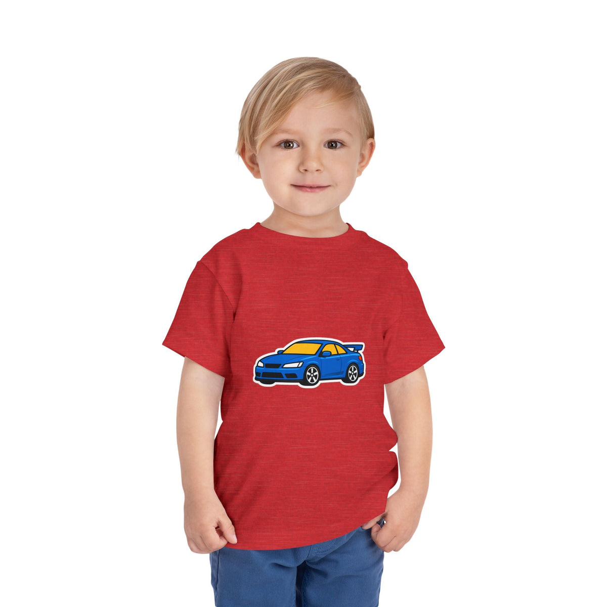 Toddler Car Tee — Blue Race Car Graphic Shirt for Kids - Front Patch Kids Co.