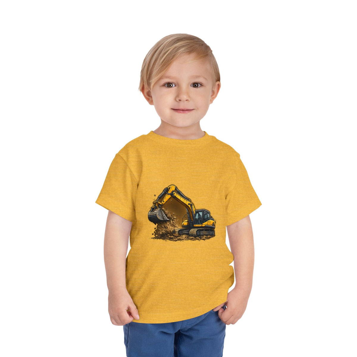 Toddler Excavator Tee — Yellow Digging Construction Truck Shirt - Front Patch Kids Co.