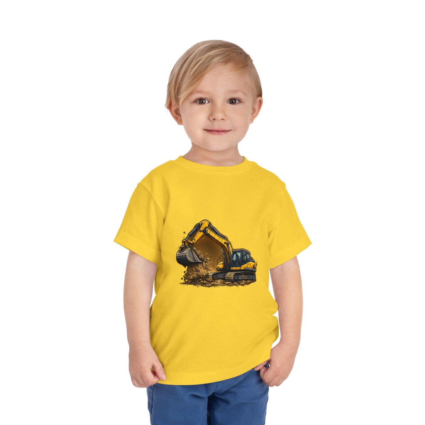 Toddler Excavator Tee — Yellow Digging Construction Truck Shirt - Front Patch Kids Co.