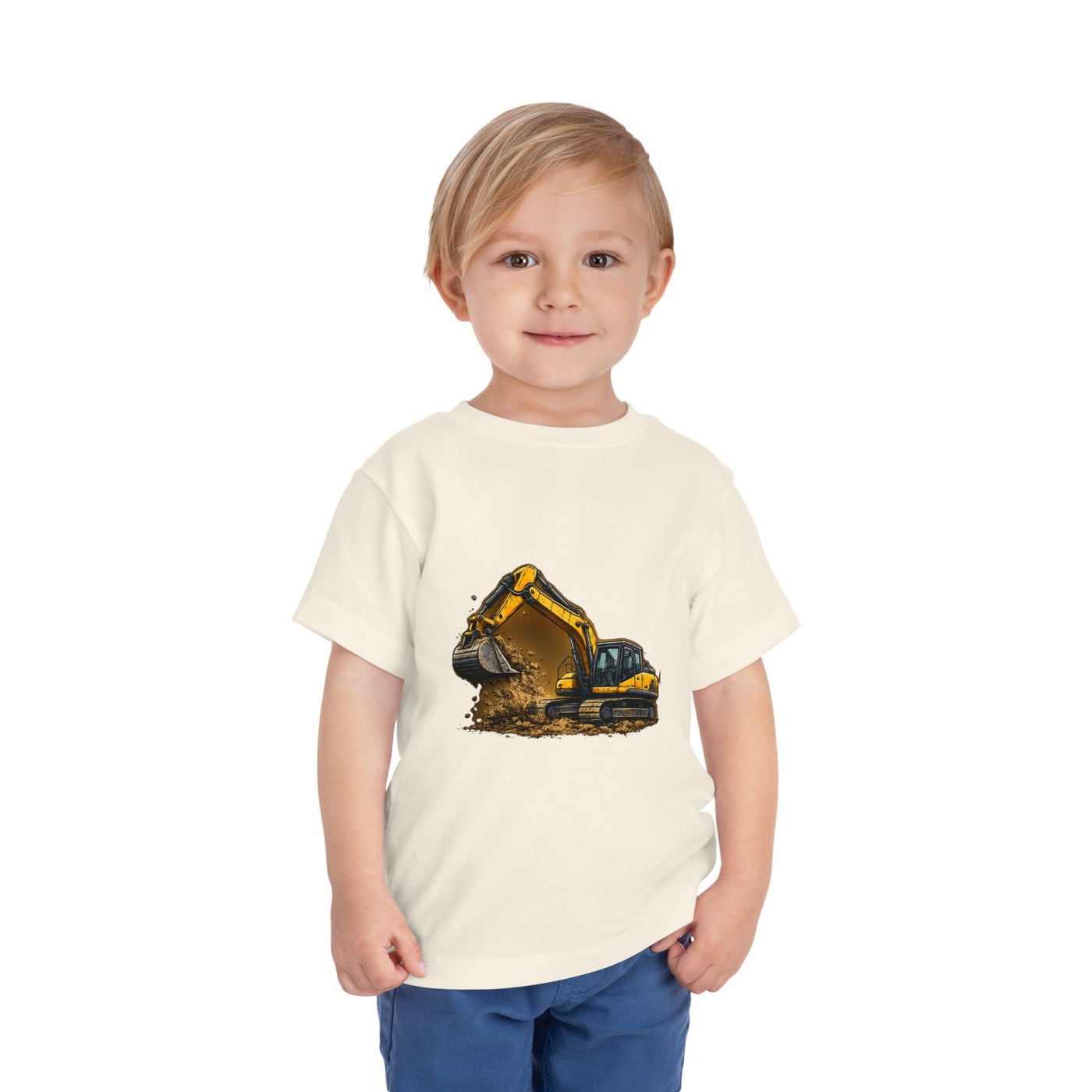 Toddler Excavator Tee — Yellow Digging Construction Truck Shirt - Front Patch Kids Co.