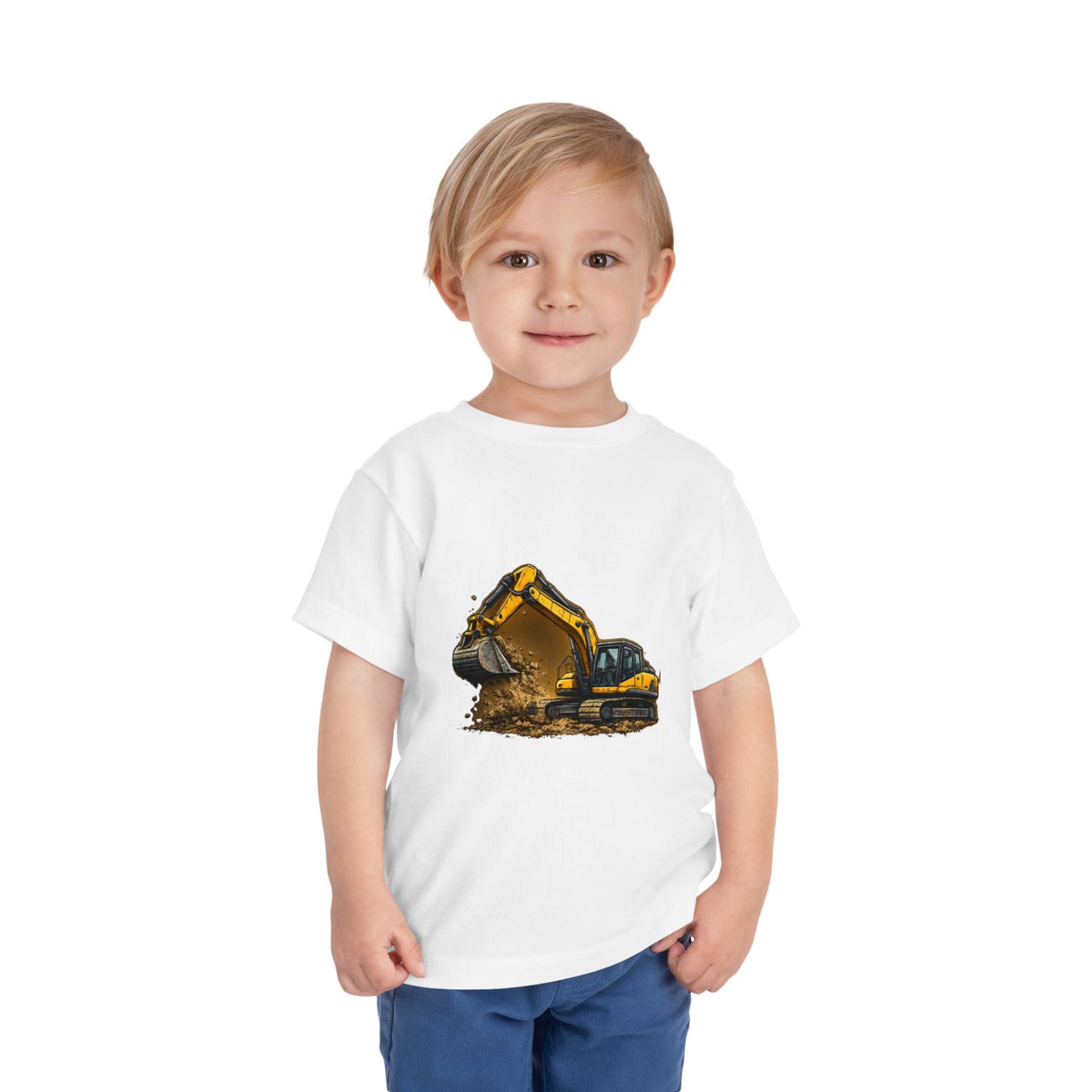 Toddler Excavator Tee — Yellow Digging Construction Truck Shirt - Front Patch Kids Co.
