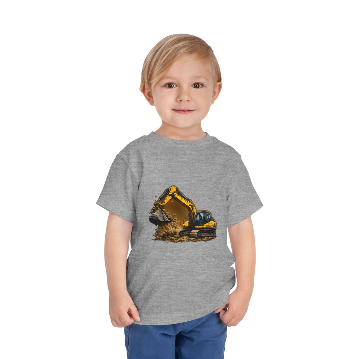 Toddler Excavator Tee — Yellow Digging Construction Truck Shirt - Front Patch Kids Co.