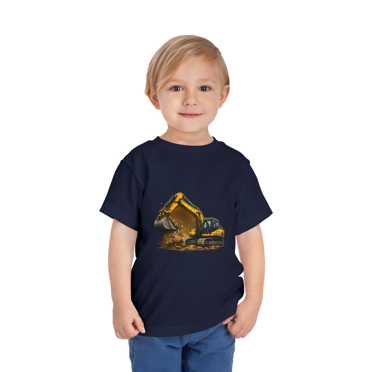 Toddler Excavator Tee — Yellow Digging Construction Truck Shirt - Front Patch Kids Co.