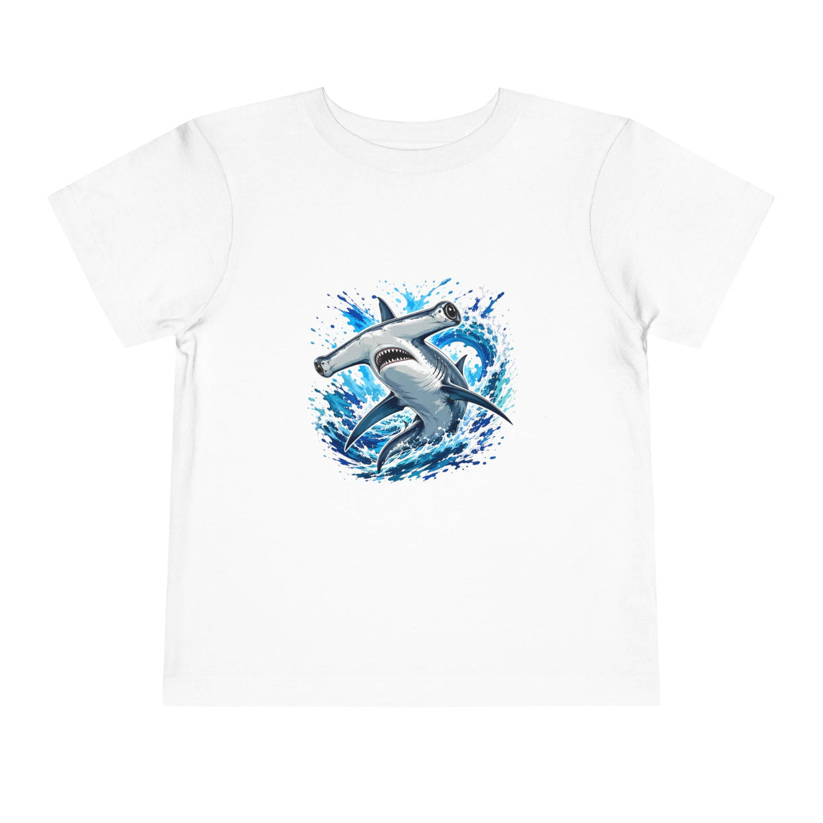 Toddler Shark T-Shirt – Playful Hammerhead Splash Tee for Kids - Front Patch Kids Co.