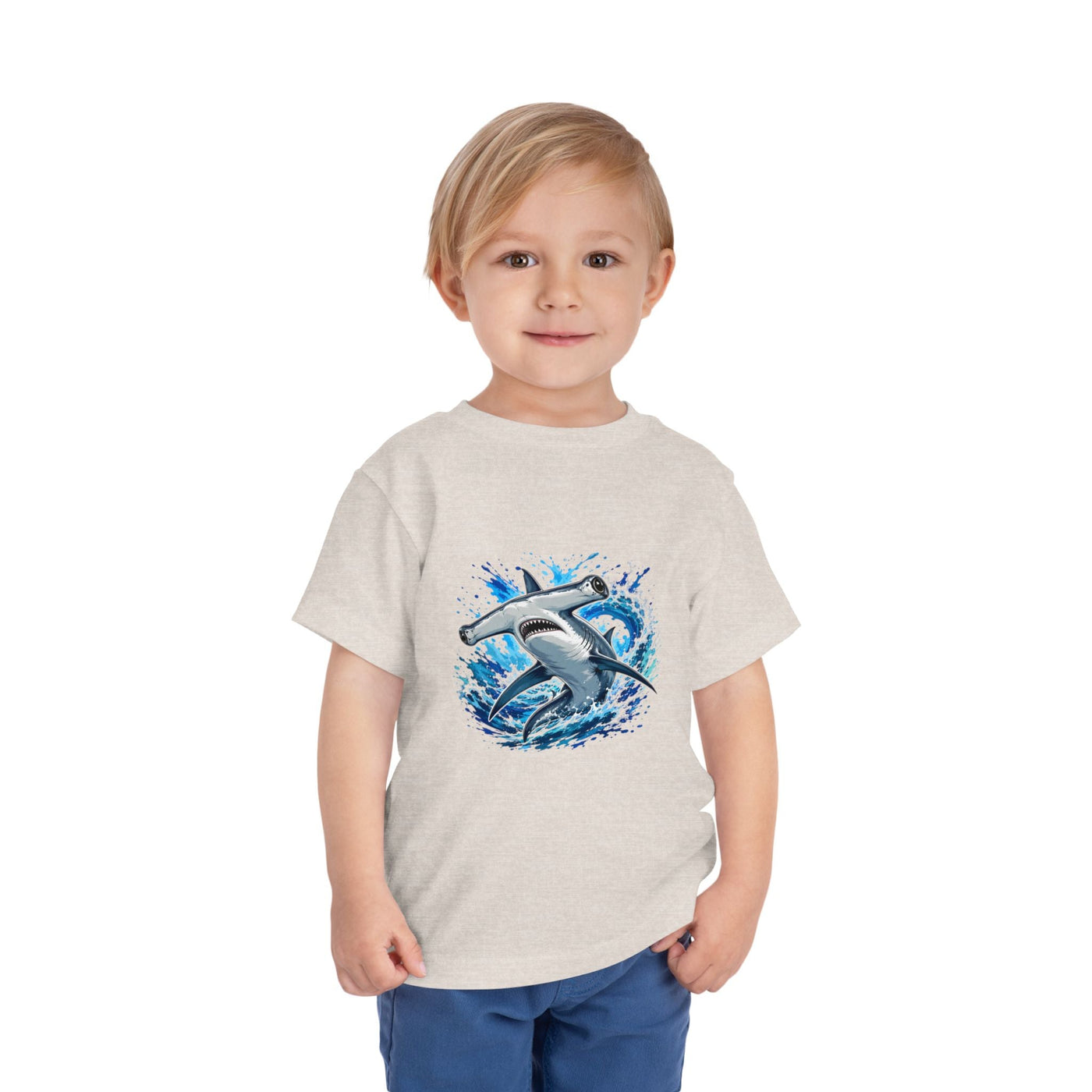 Toddler Shark T-Shirt – Playful Hammerhead Splash Tee for Kids - Front Patch Kids Co.