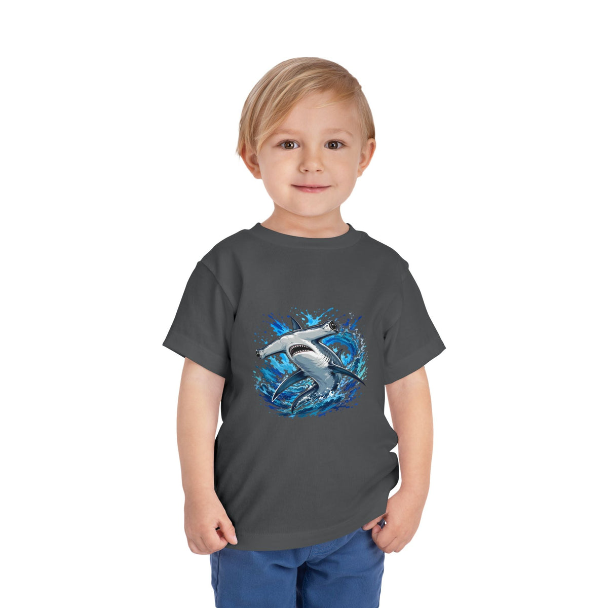 Toddler Shark T-Shirt – Playful Hammerhead Splash Tee for Kids - Front Patch Kids Co.