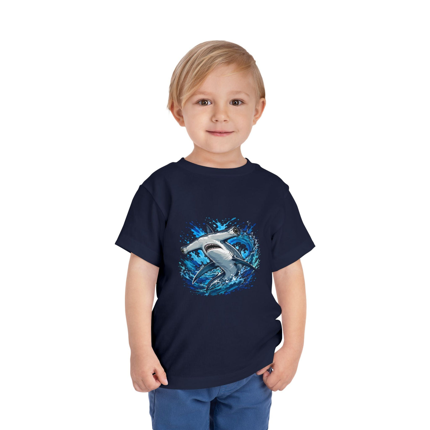 Toddler Shark T-Shirt – Playful Hammerhead Splash Tee for Kids - Front Patch Kids Co.