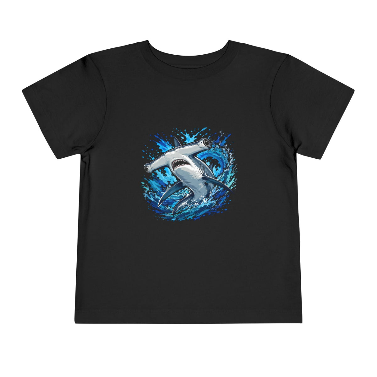 Toddler Shark T-Shirt – Playful Hammerhead Splash Tee for Kids - Front Patch Kids Co.
