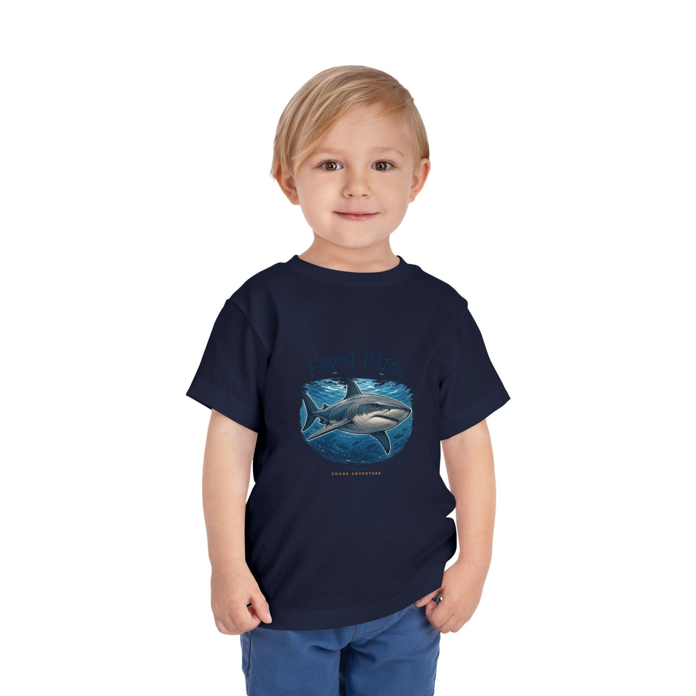 Toddler Shark Tee - "Front Patch" Ocean Shark Graphic Kids Shirt - Front Patch Kids Co.