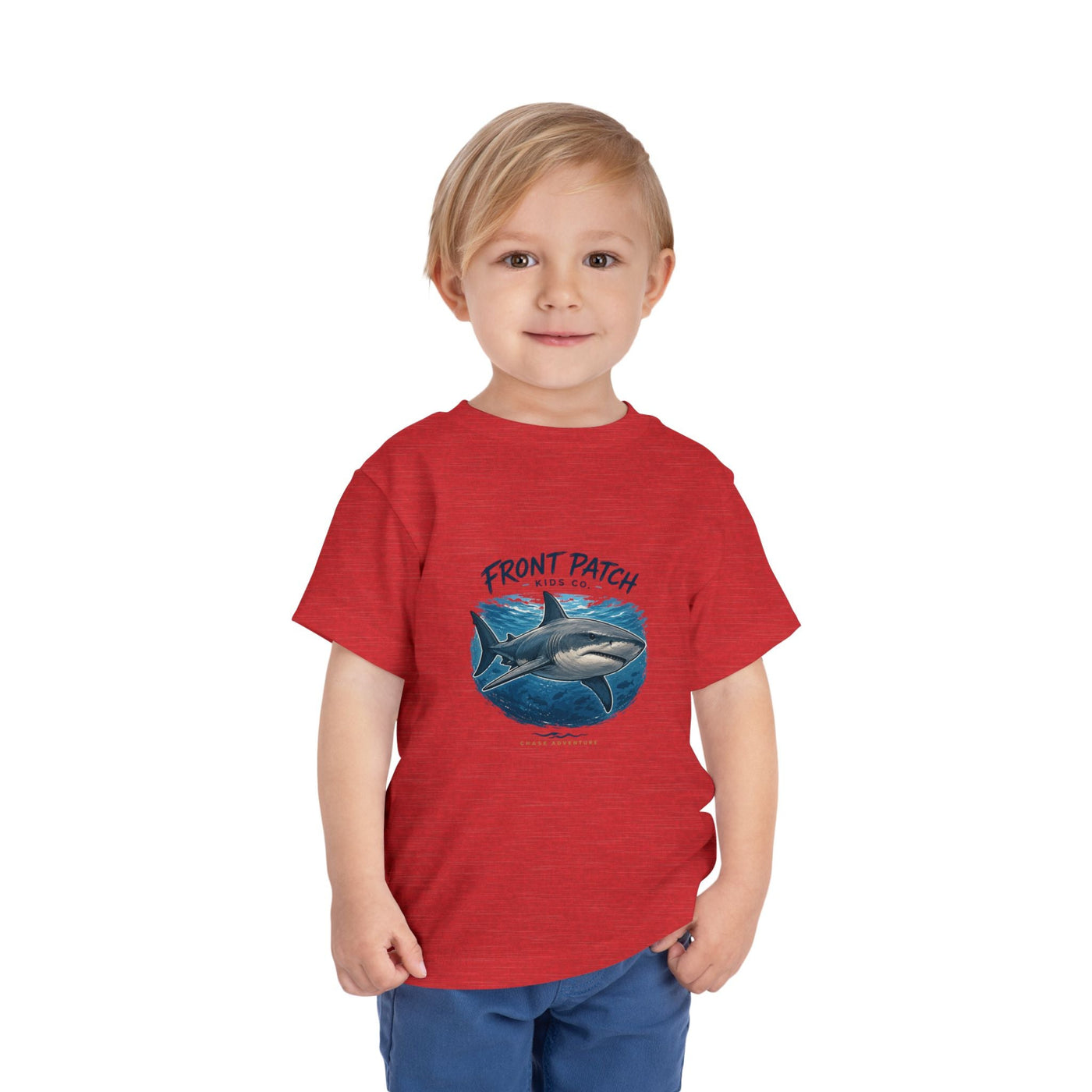 Toddler Shark Tee - "Front Patch" Ocean Shark Graphic Kids Shirt - Front Patch Kids Co.