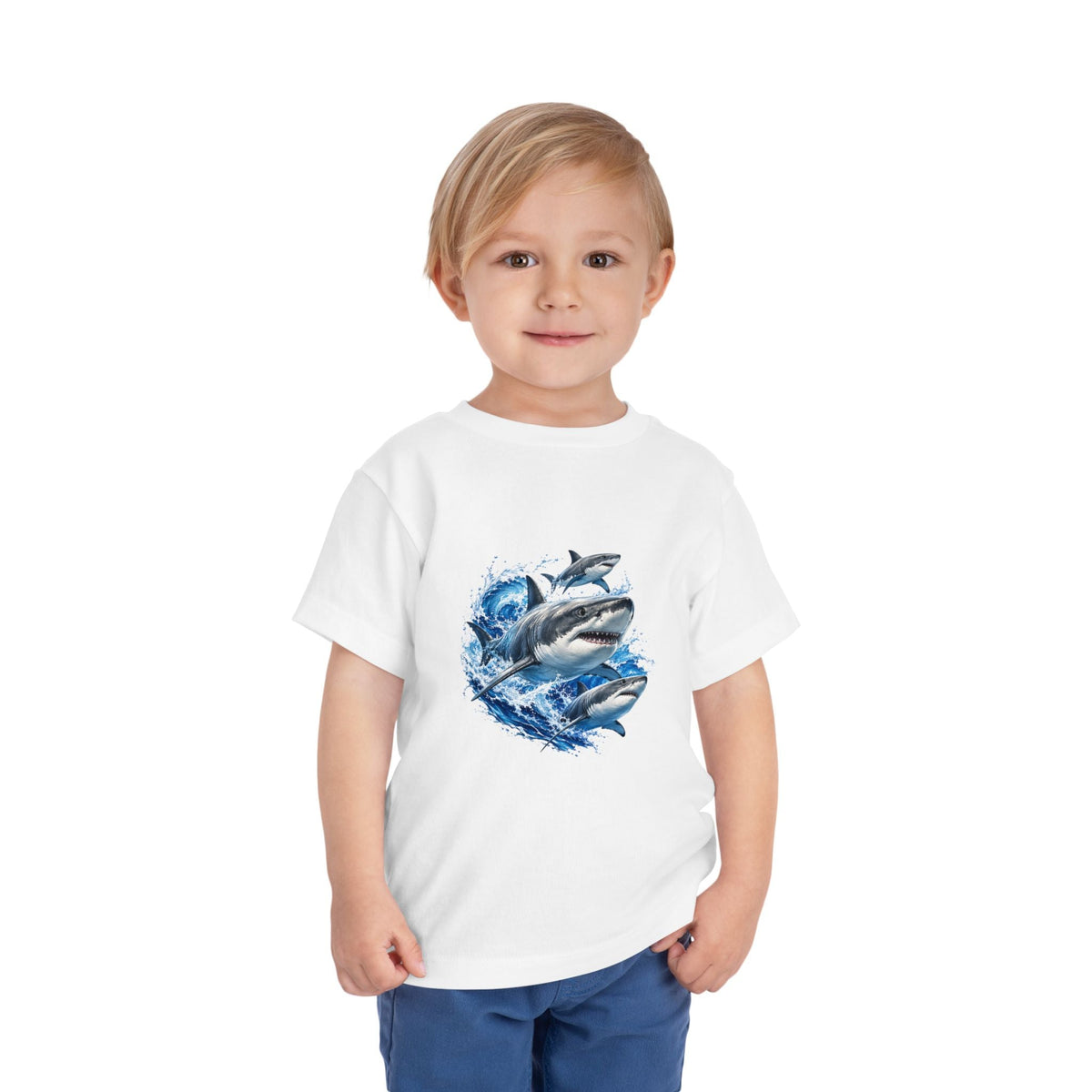 Toddler Shark Tee — Playful Ocean Sharks Graphic Shirt - Front Patch Kids Co.