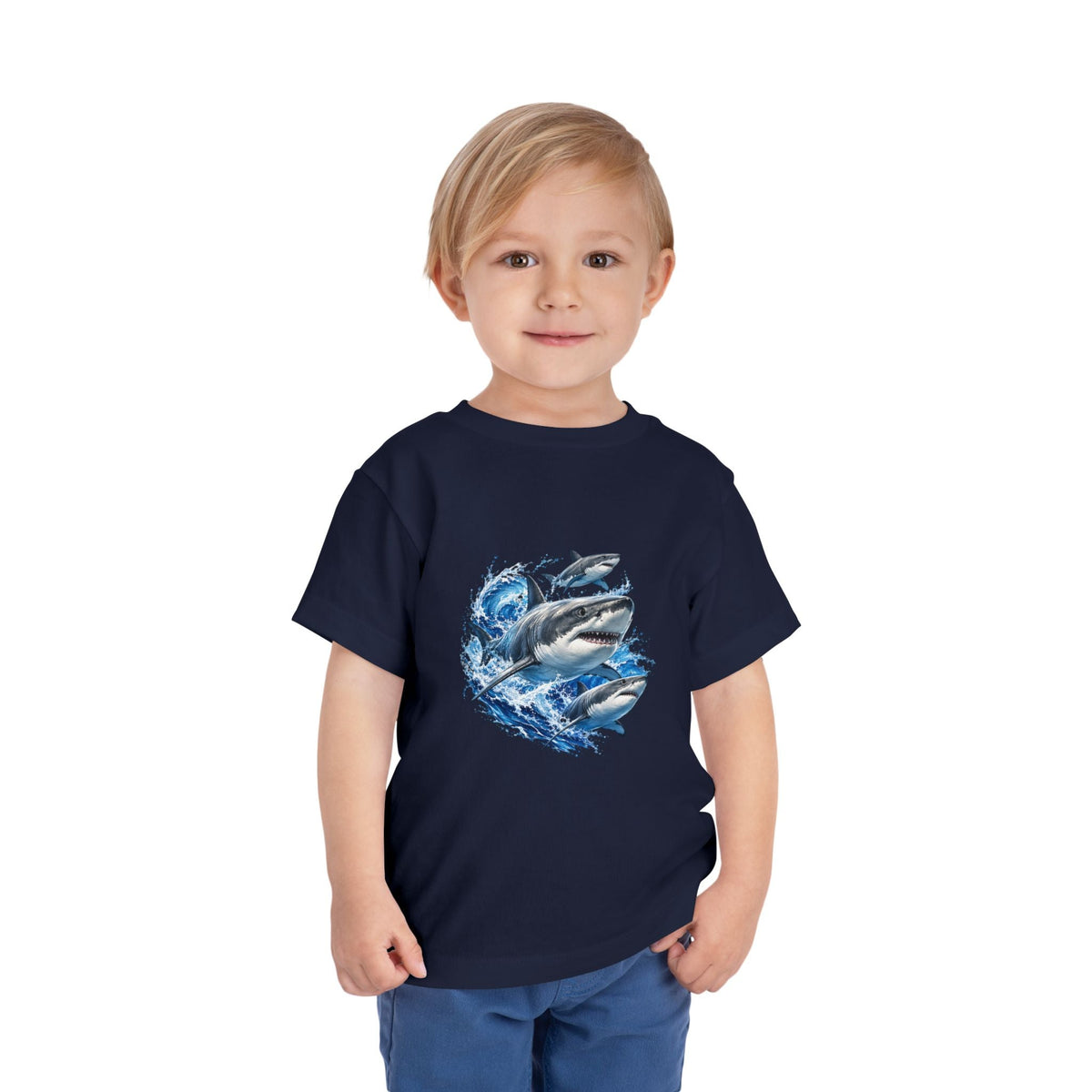 Toddler Shark Tee — Playful Ocean Sharks Graphic Shirt - Front Patch Kids Co.