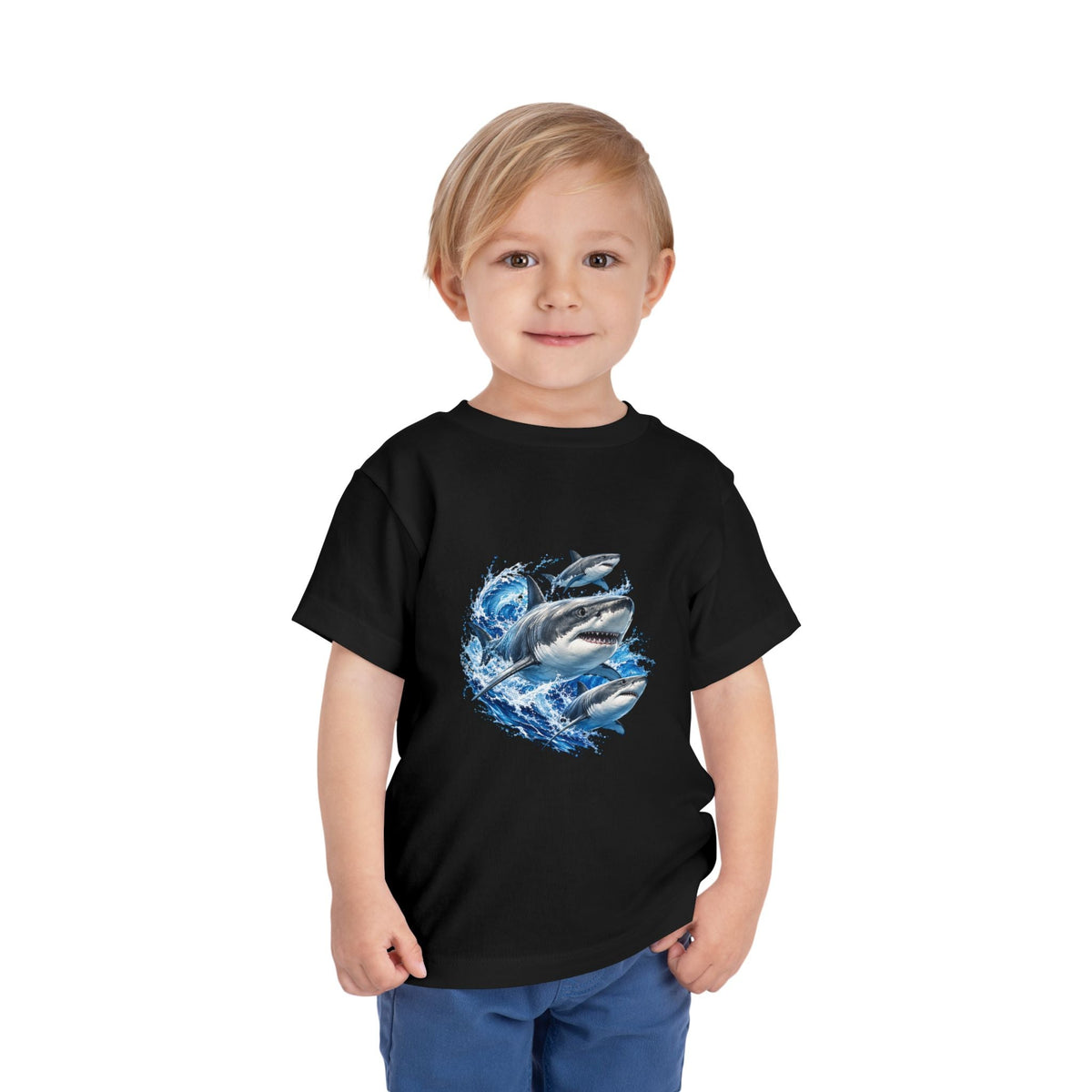 Toddler Shark Tee — Playful Ocean Sharks Graphic Shirt - Front Patch Kids Co.