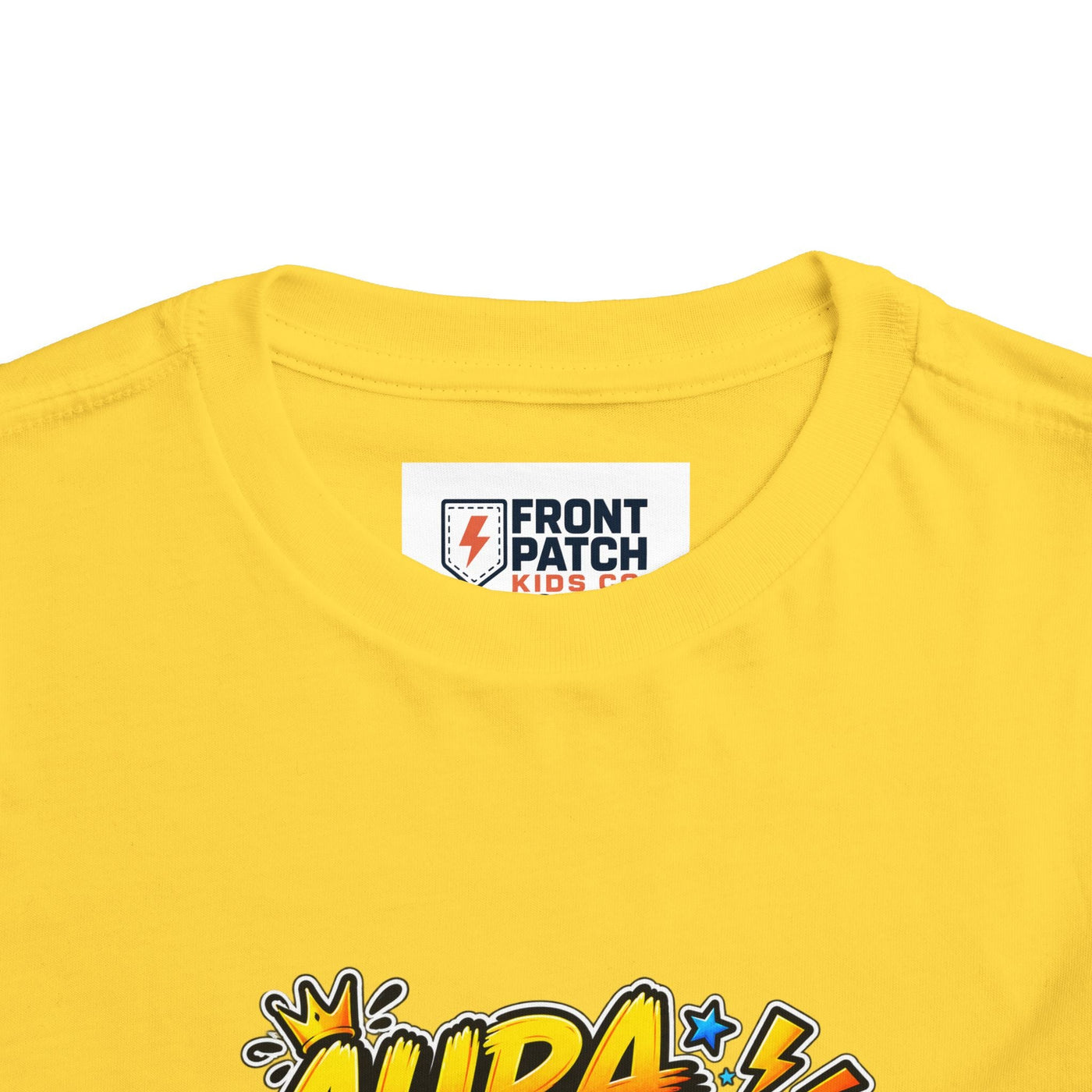 Toddler Tee — 'Aura +1000' Skateboard Shark Graphic Shirt - Front Patch Kids Co.