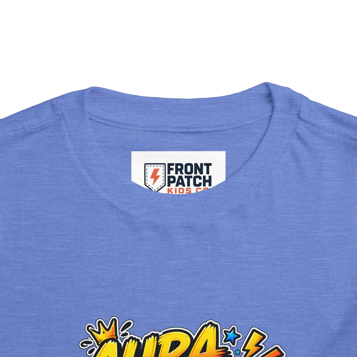 Toddler Tee — 'Aura +1000' Skateboard Shark Graphic Shirt - Front Patch Kids Co.