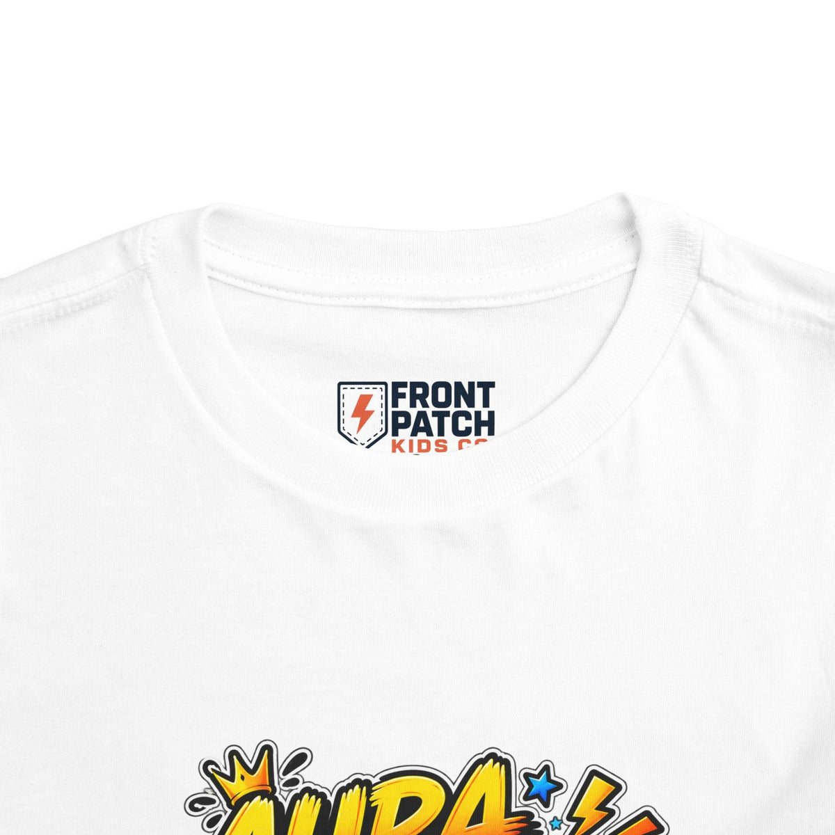 Toddler Tee — 'Aura +1000' Skateboard Shark Graphic Shirt - Front Patch Kids Co.