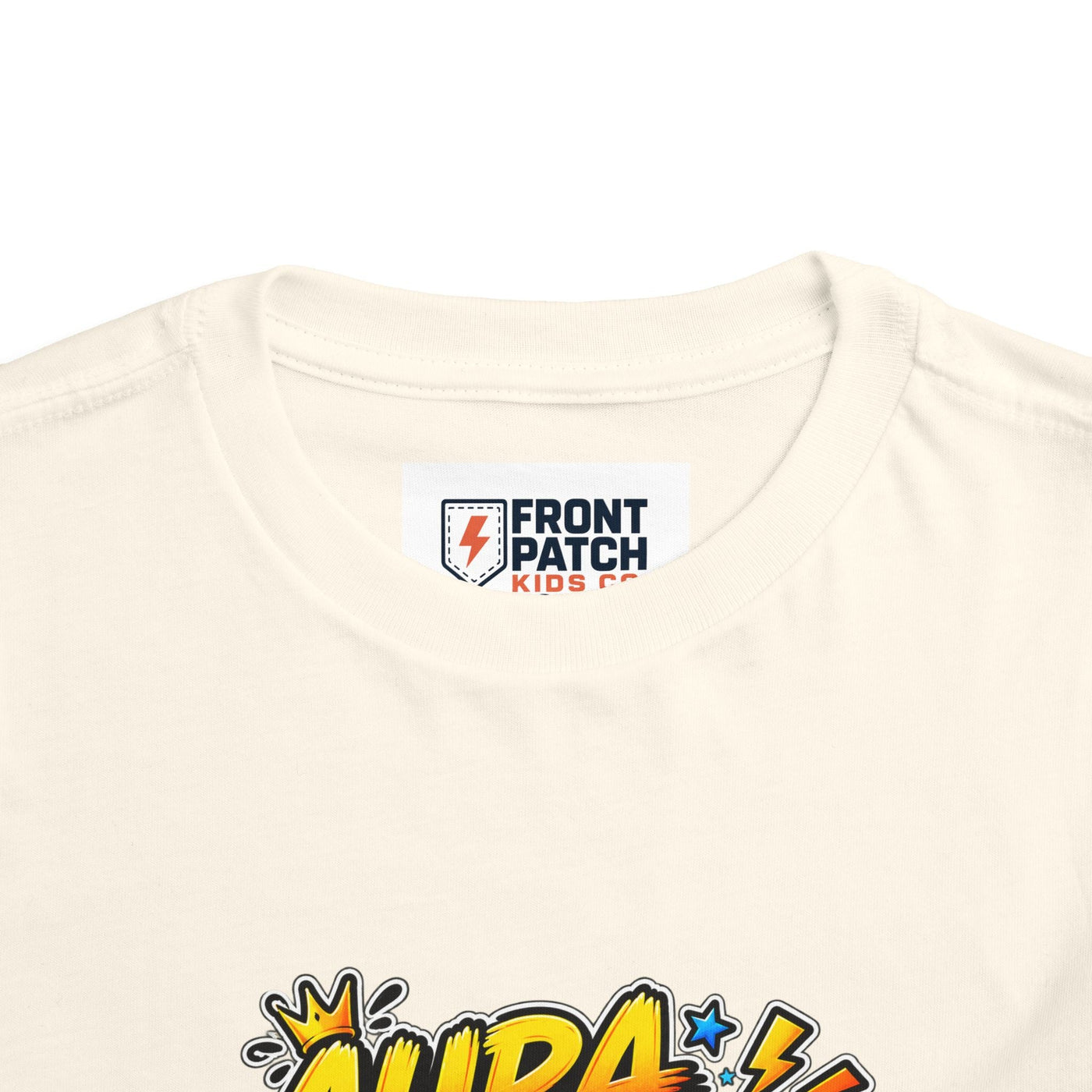 Toddler Tee — 'Aura +1000' Skateboard Shark Graphic Shirt - Front Patch Kids Co.