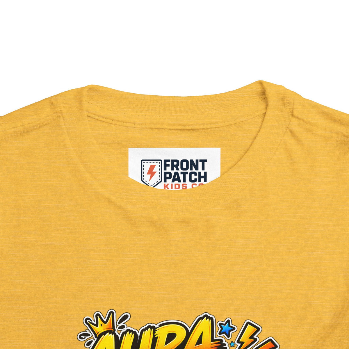 Toddler Tee — 'Aura +1000' Skateboard Shark Graphic Shirt - Front Patch Kids Co.