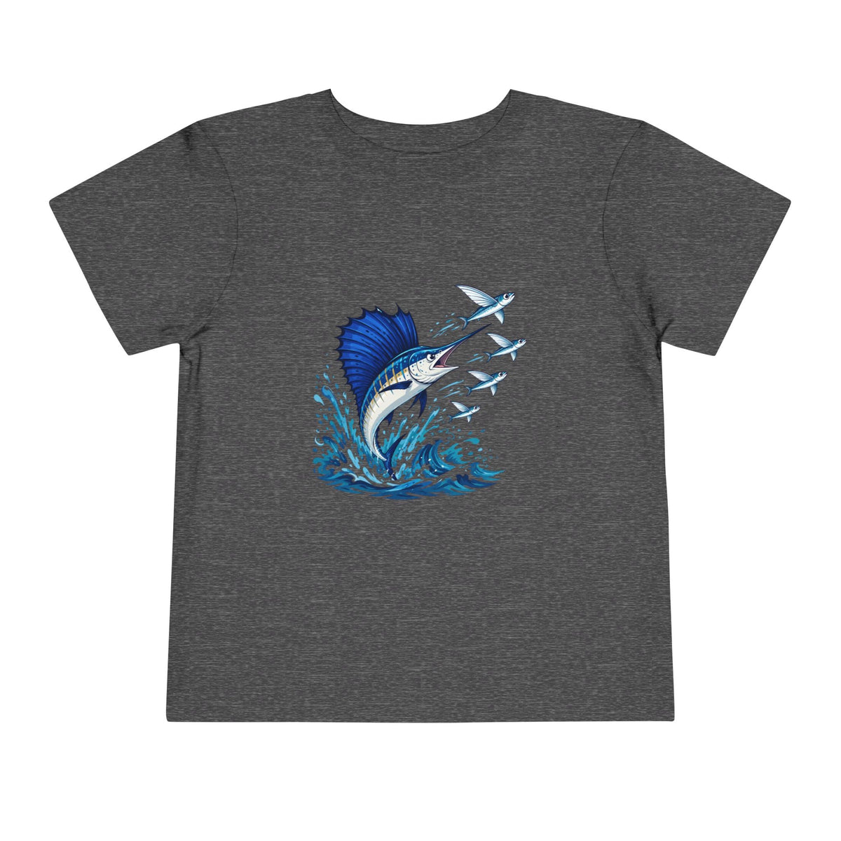 Toddler Tee — Blue Sailfish & Flying Fish Ocean Graphic - Front Patch Kids Co.