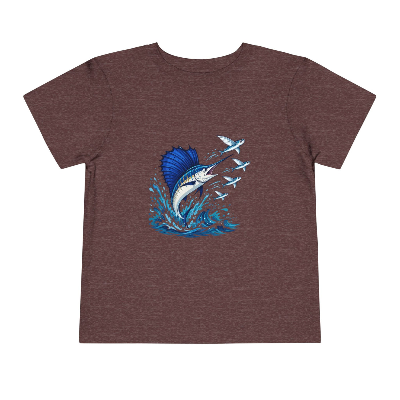 Toddler Tee — Blue Sailfish & Flying Fish Ocean Graphic - Front Patch Kids Co.