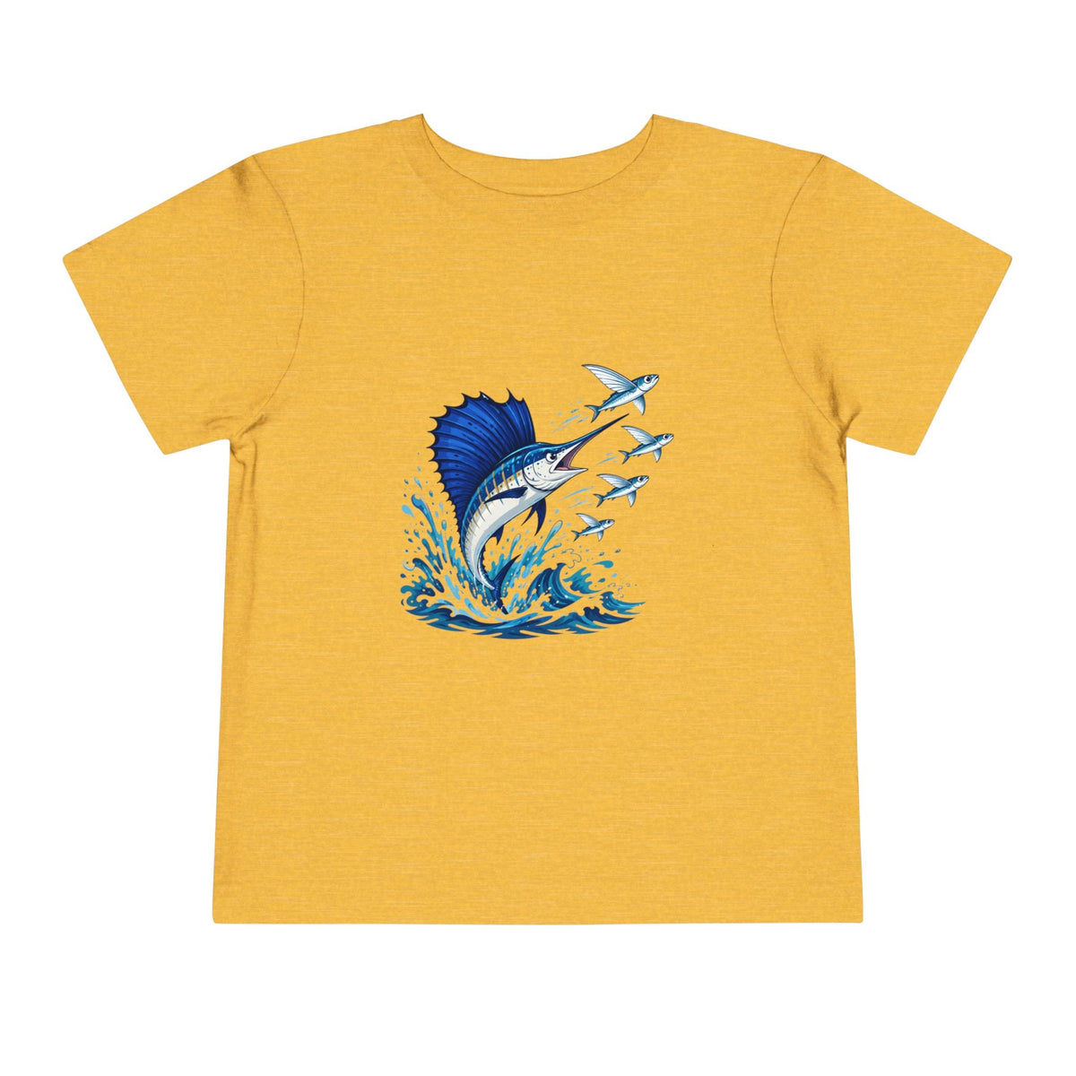 Toddler Tee — Blue Sailfish & Flying Fish Ocean Graphic - Front Patch Kids Co.
