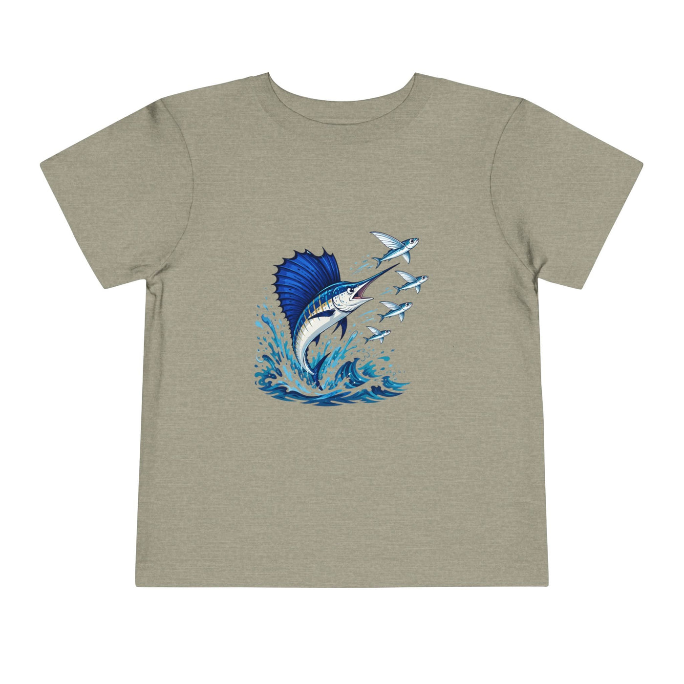 Toddler Tee — Blue Sailfish & Flying Fish Ocean Graphic - Front Patch Kids Co.