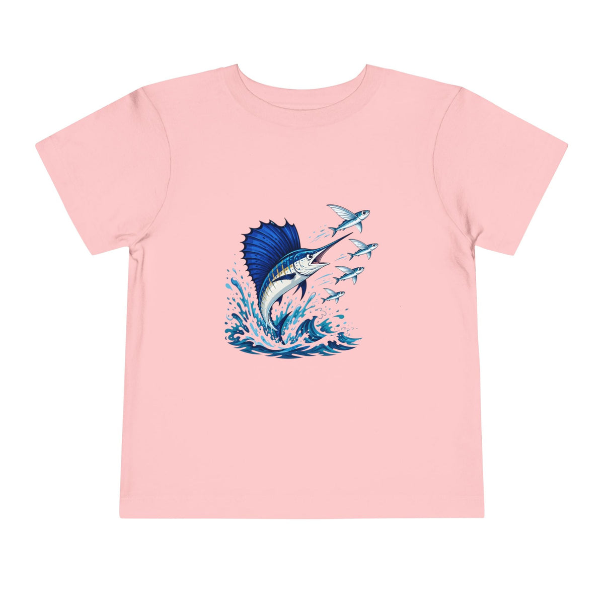 Toddler Tee — Blue Sailfish & Flying Fish Ocean Graphic - Front Patch Kids Co.