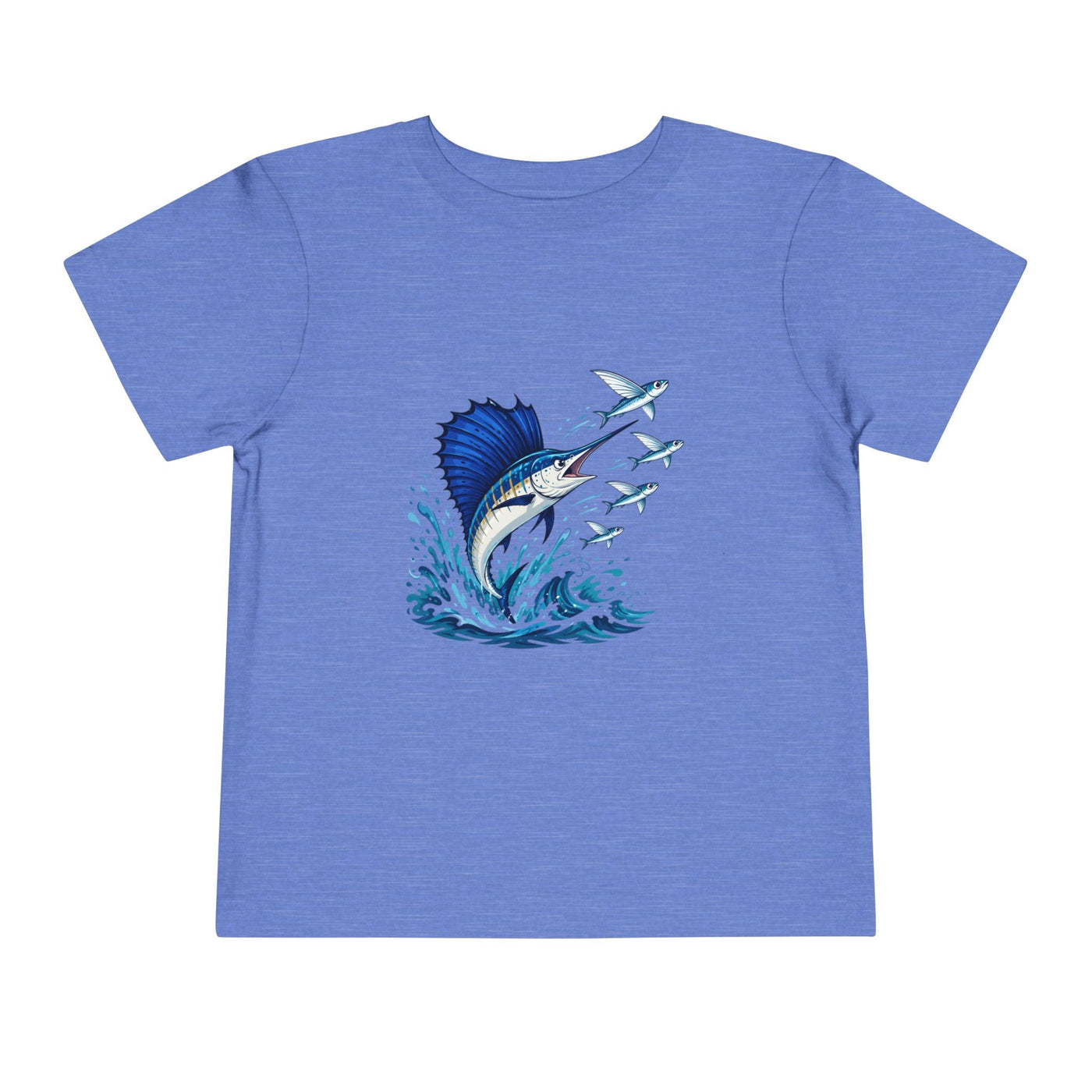 Toddler Tee — Blue Sailfish & Flying Fish Ocean Graphic - Front Patch Kids Co.