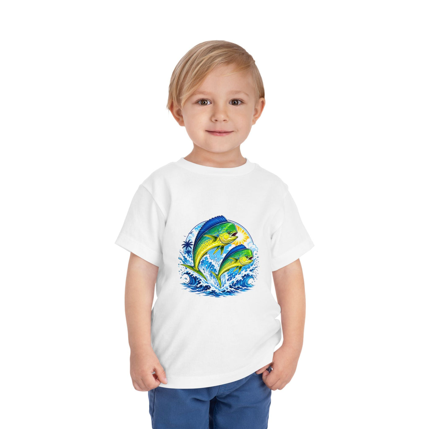 Toddler Tee — Colorful Mahi Mahi Fish Surf Ocean Graphic - Front Patch Kids Co.