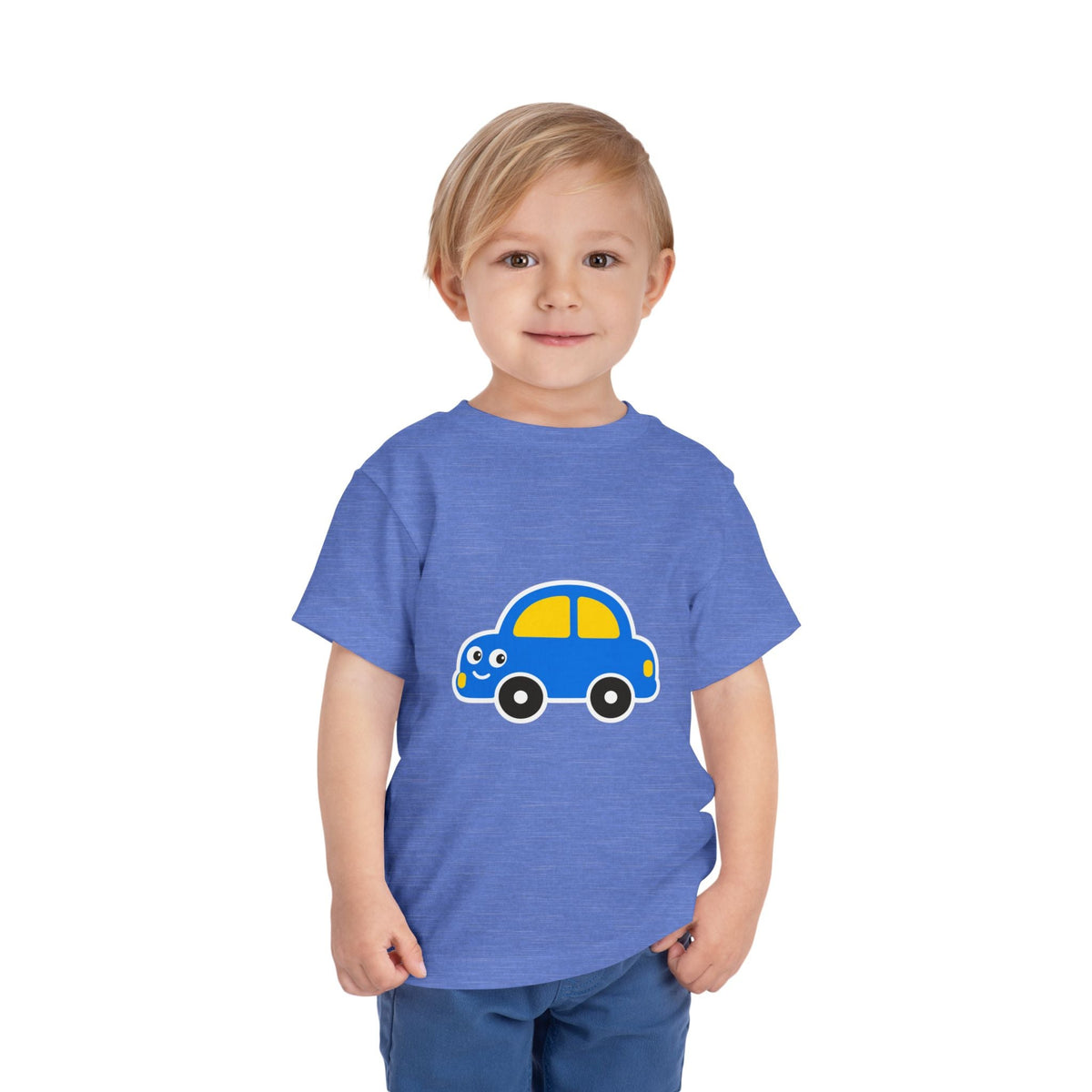 Toddler Tee — Cute Blue Cartoon Car Graphic - Front Patch Kids Co.